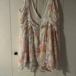 Abercrombie & Fitch Floral Midi Dress - White and Orange